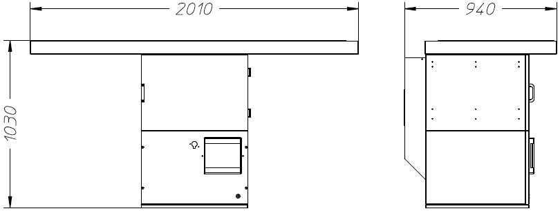 Schema dimensioni banco aspirante BFT 2000 Dalpitech