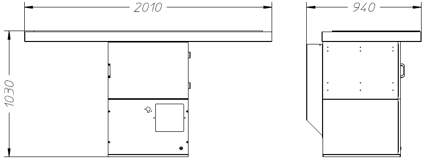 Schema dimensioni banco aspirante BL 2000 Dalpitech