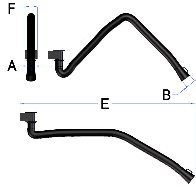 Schema tecnico braccio aspirante Aspirex Light Dalpitech