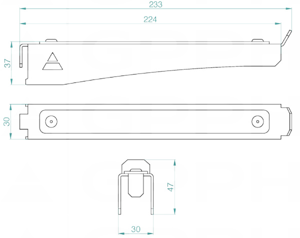 Schema tecnico mensola mobile per estensioni GPPH per carrelli porta attrezzi