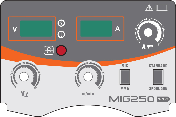 pannello di controllo saldatrice MIG 250 carrello Jasic