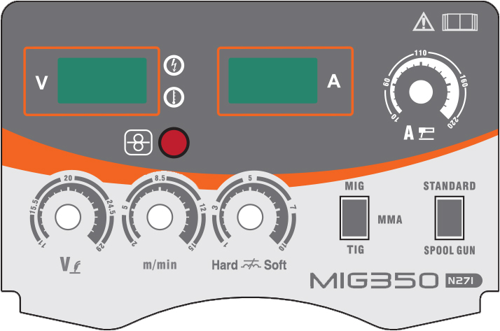 pannello di controllo saldatrice MIG 350 sinergicaJasic