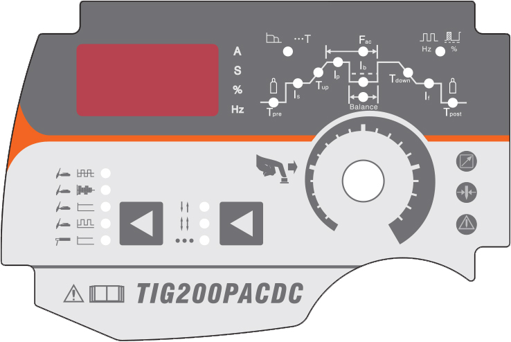 pannello di controllo saldatrice elettrodo TIG AC/DC 200P Jasic