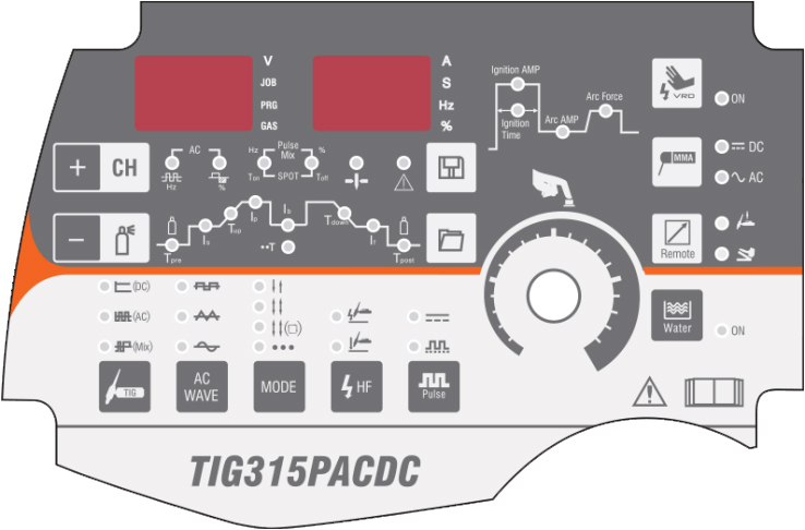 pannello di controllo saldatrice elettrodo TIG AC/DC 315P Jasic