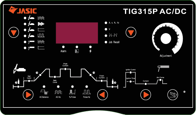 pannello di controllo saldatrice elettrodo TIG AC/DC 315P Jasic