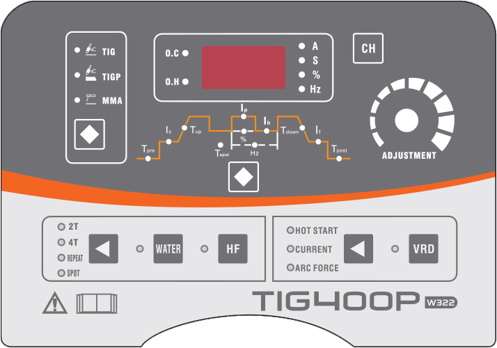 pannello di controllo saldatrice elettrodo TIG DC 400P Jasic