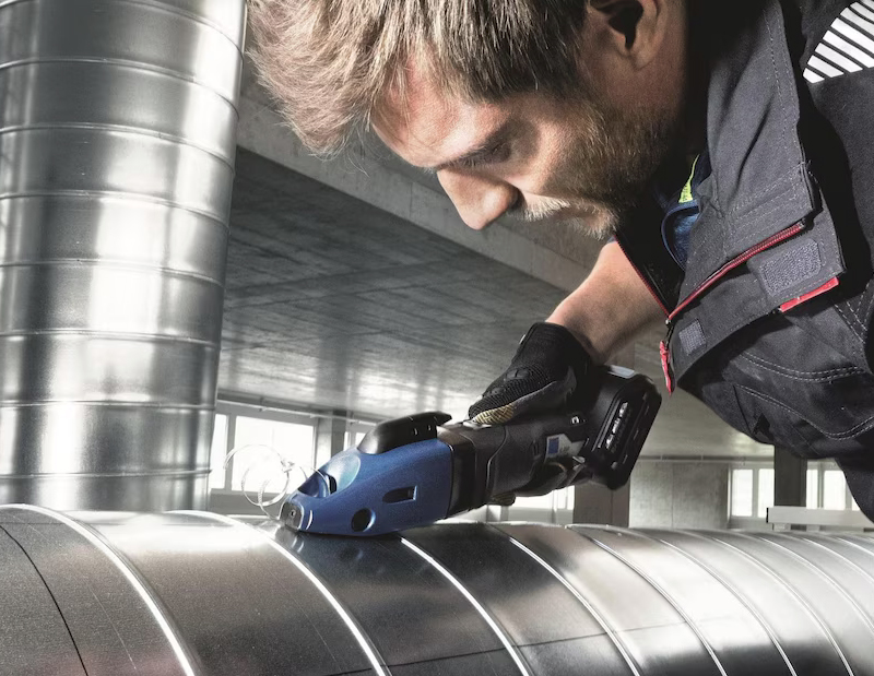 Dettaglio cesoia TruTool C250 18V con separatore trucioli Trumpf