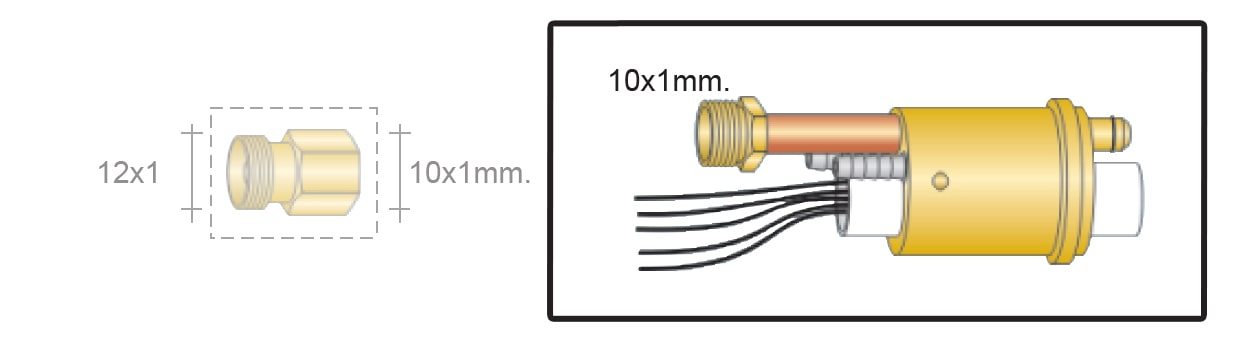 dettaglio adattatore tig euro acqua 10x1mm saldatura torce