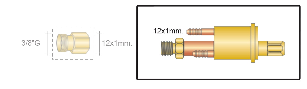 dettaglio adattatore centralizzato tig l-tec 12x1 saldatura torce