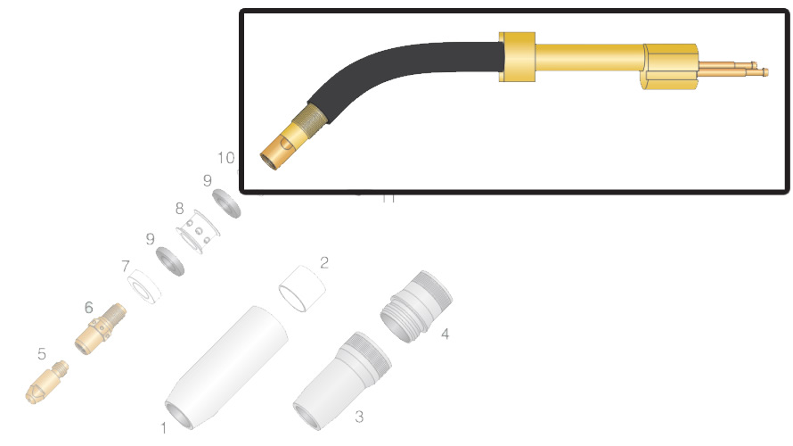 Dettaglio corpo torcia STD per RM 552