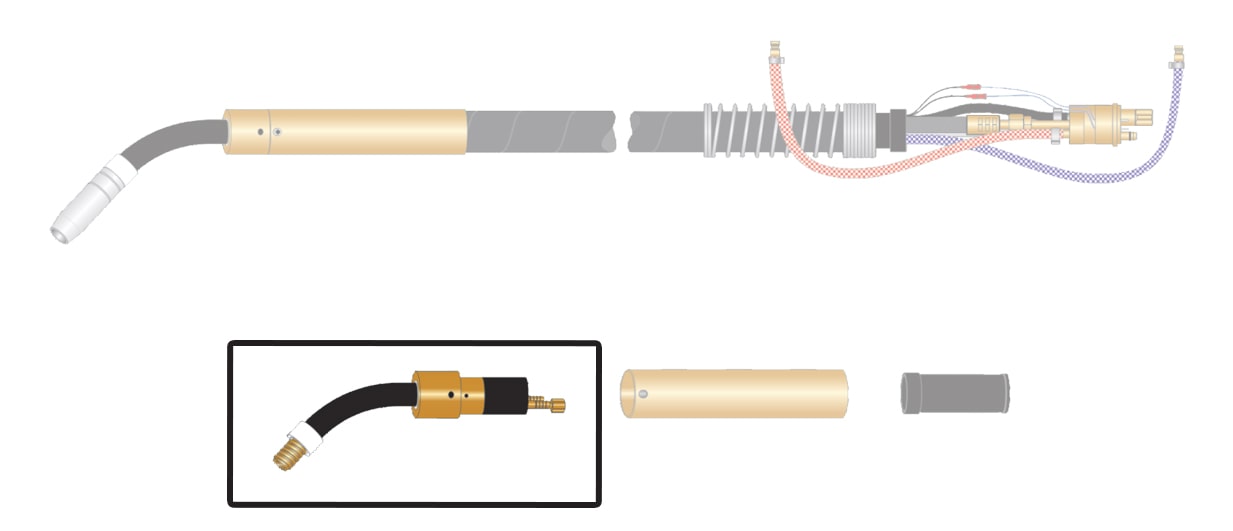 dettaglio corpo torcia bz 352 collo 45° saldatura mig