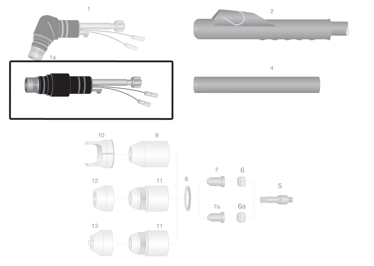 dettaglio corpo testa torcia macchina thermal dynamics pch-m75/76/100xl taglio plasma