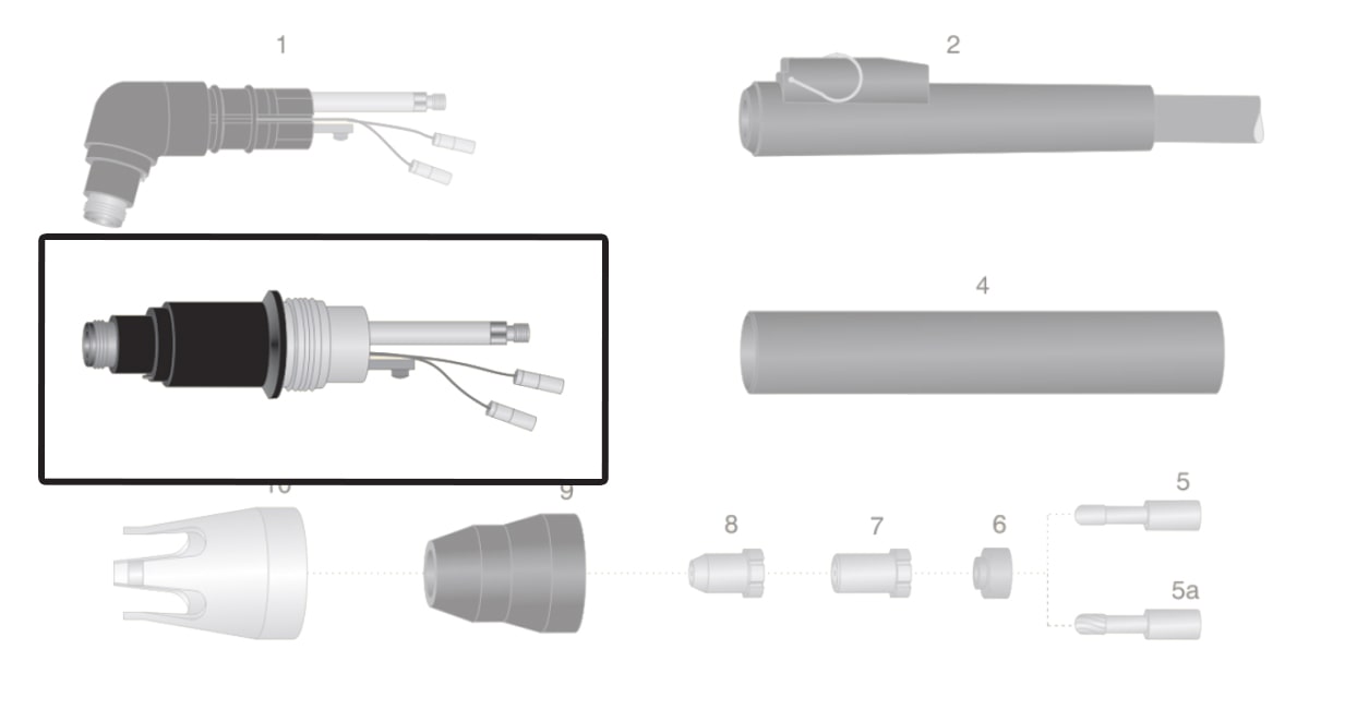 dettaglio corpo testa torcia macchina thermal dynamics pch-m40 taglio plasma