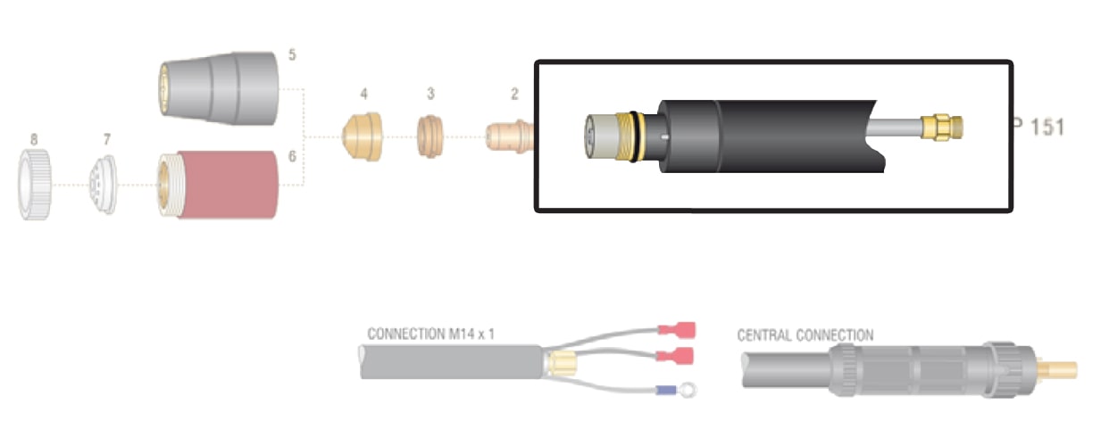 dettaglio torcia macchina completa taglio plasma autocut p151 trafimet