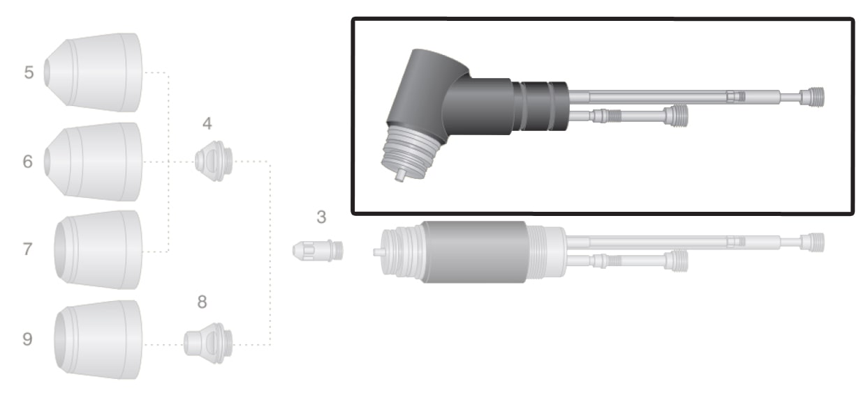 dettaglio corpo testa torcia thermal dynamics pch-m150 taglio plasma