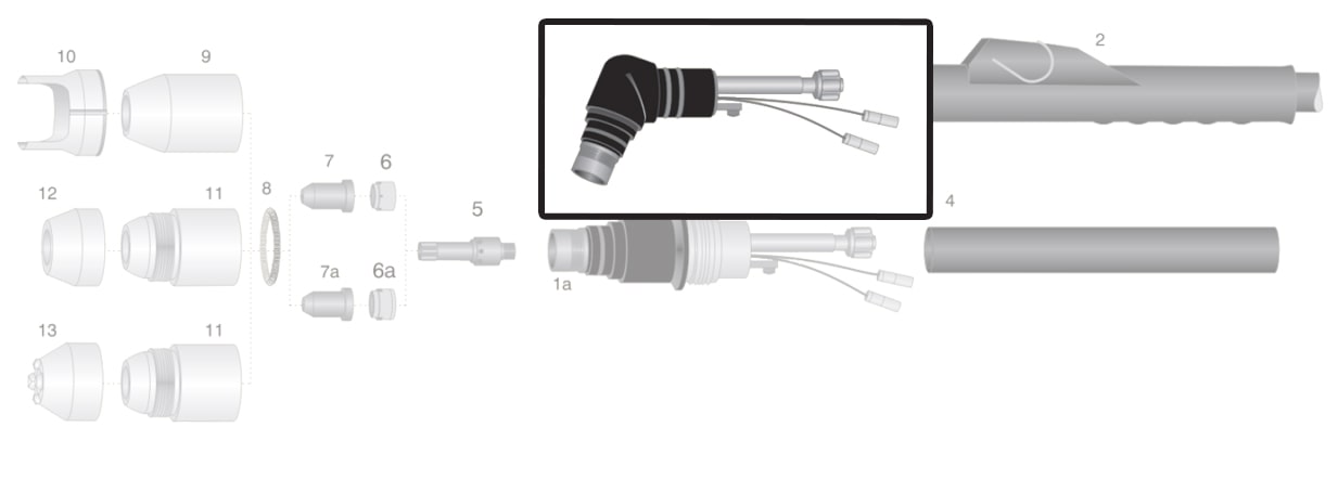 dettaglio corpo testa torcia thermal dynamics pch-m60 taglio plasma