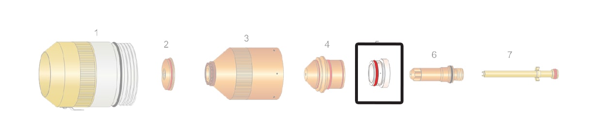 dettaglio diffusore 30a torcia taglio plasma hpr130 hypertherm 220180
