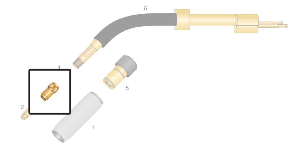 Dettaglio diffusore gas CU per torcia RH 502