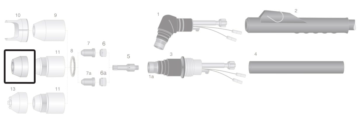 dettaglio ugello esterno contatto torcia thermal dynamics pch-m60 taglio plasma