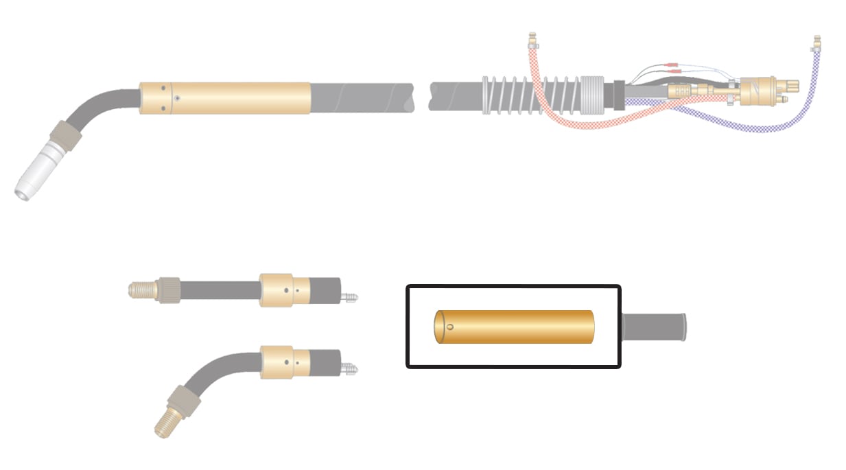 dettaglio impugnatura 38mm ricambio torce saldatura mig robot bz