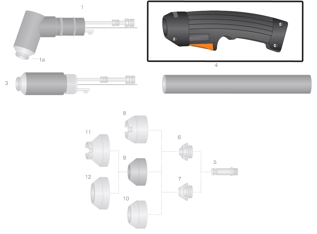 dettaglio impugnatura torcia thermal dynamics pch-m52 taglio plasma