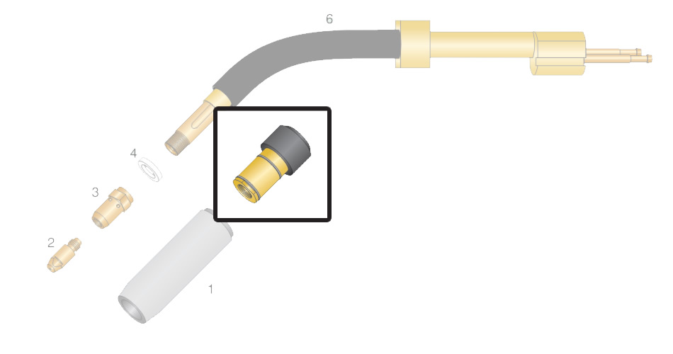 Dettaglio portaugello gas per torcia RH 502