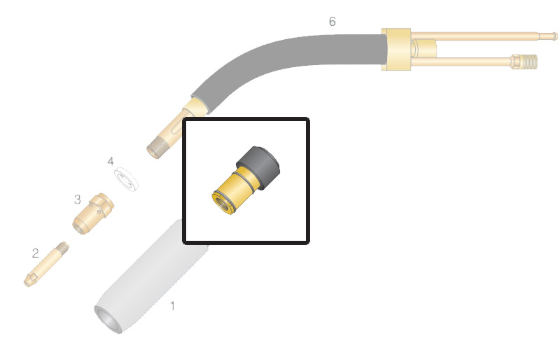 Dettaglio portaugello gas per torcia