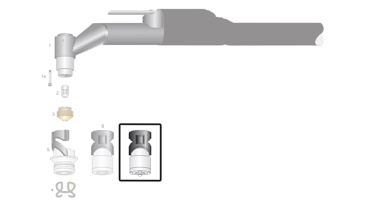 dettaglio protezioni esterne cuffia ti100 torcia taglio plasma saf-fro cp40r cp100r