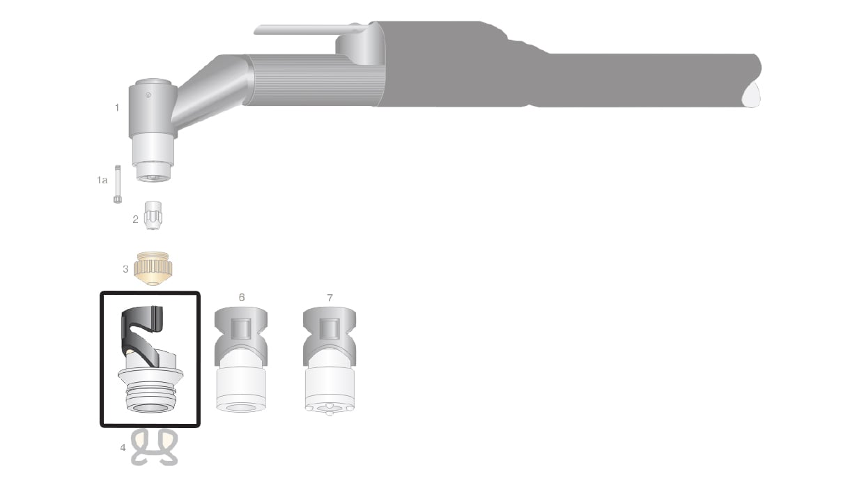 dettaglio protezioni esterne cuffia tn torcia taglio plasma saf-fro cp40r cp100r