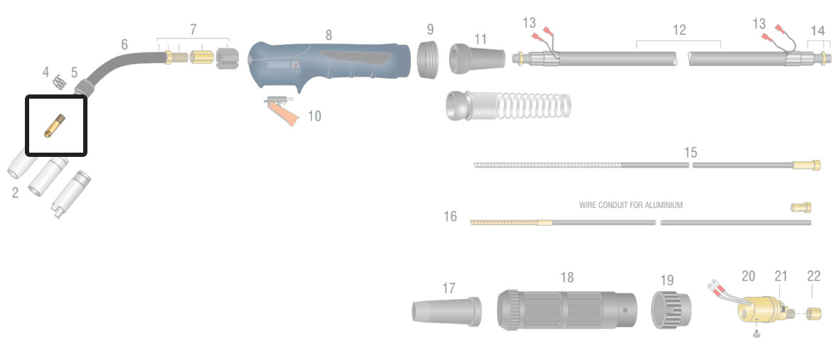 Dettaglio punta M6x25 STD per torcia BZ 15