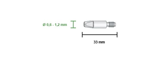 Dettaglio punta guidafilo m6x33 per torcia fronius