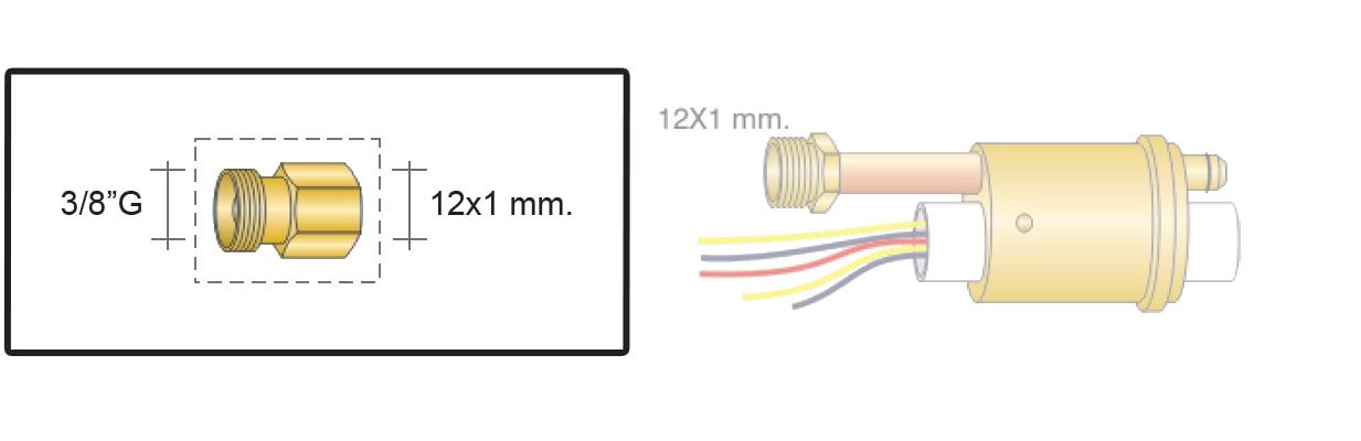 dettaglio raccordo 3/8g - 12x1mm adattatore eurotig saldatura torce tig