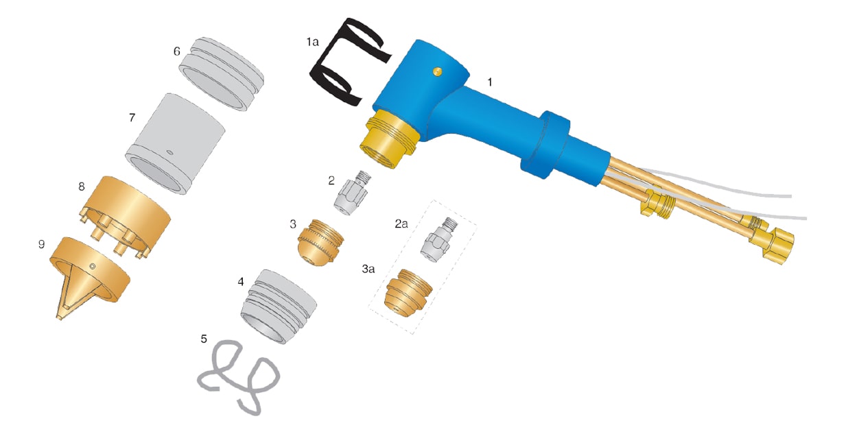 dettaglio torcia taglio plasma psb 121 binzel hf attacco 14