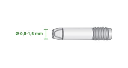 Dettaglio punta guidafilo cucrzr m8x35 per torcia fronius ncr nl nw