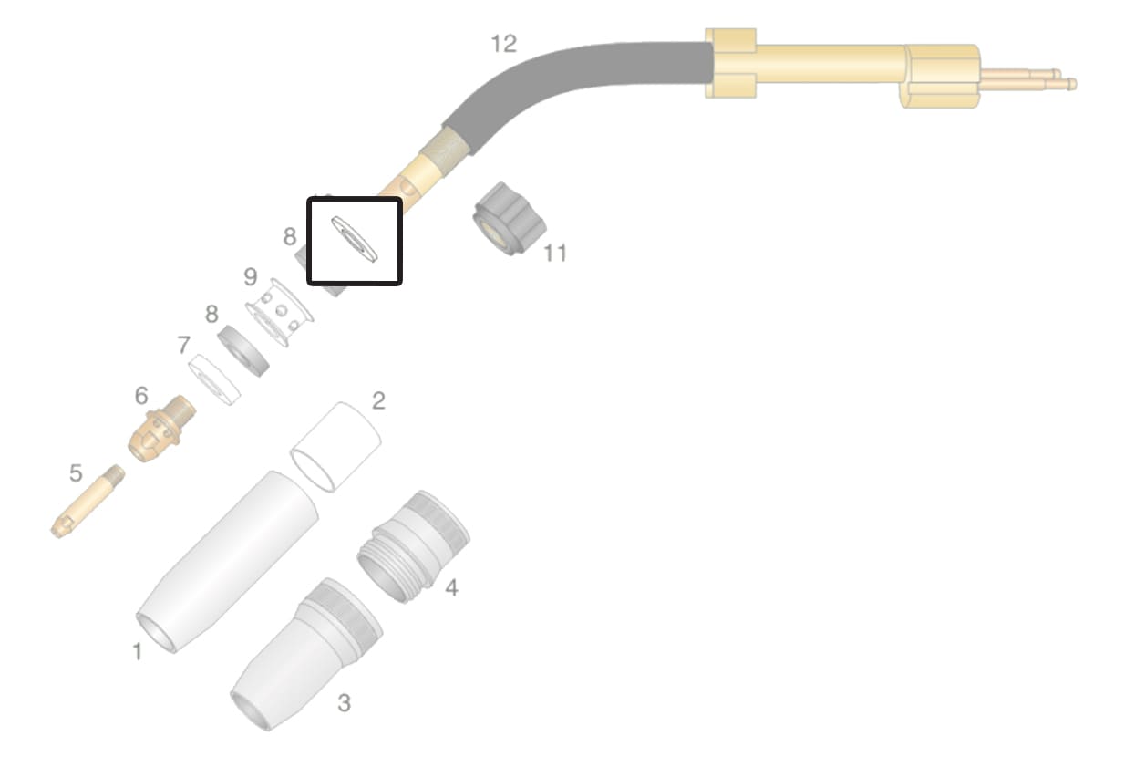 dettaglio ricambio rondella di pressione isolante torcia ocim rm 652 saldatura mig