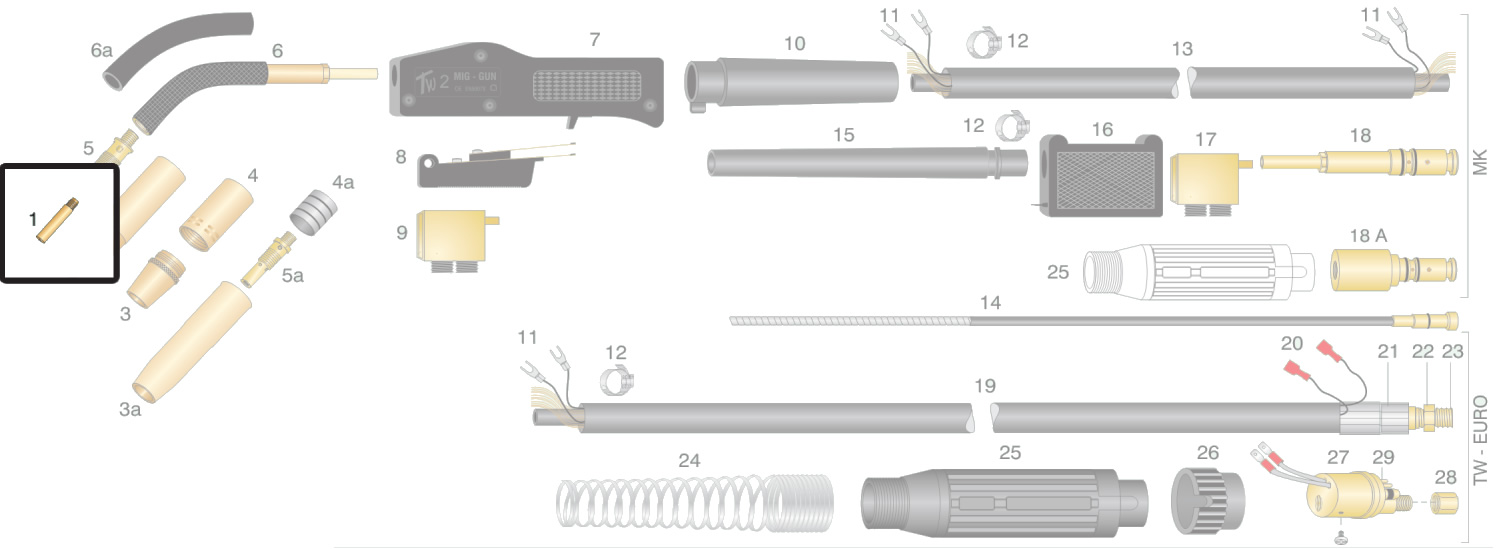 Dettaglio ricambio per torcia TW2