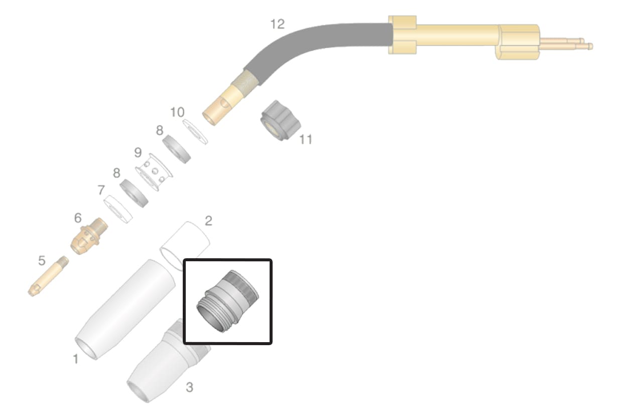 dettaglio ricambio ugelli anteriori torcia ocim rm 652 saldatura mig
