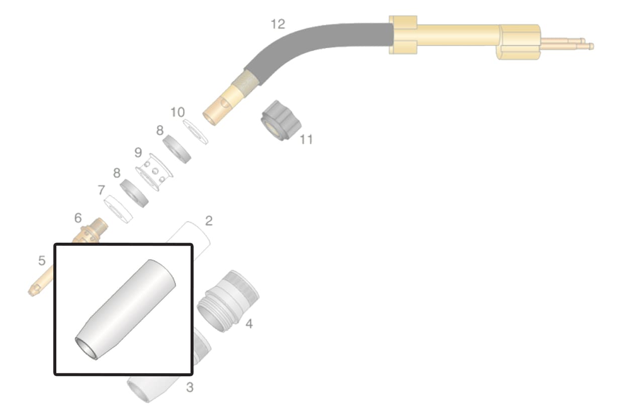 dettaglio ricambio ugello gas torcia ocim rm 652 saldatura mig