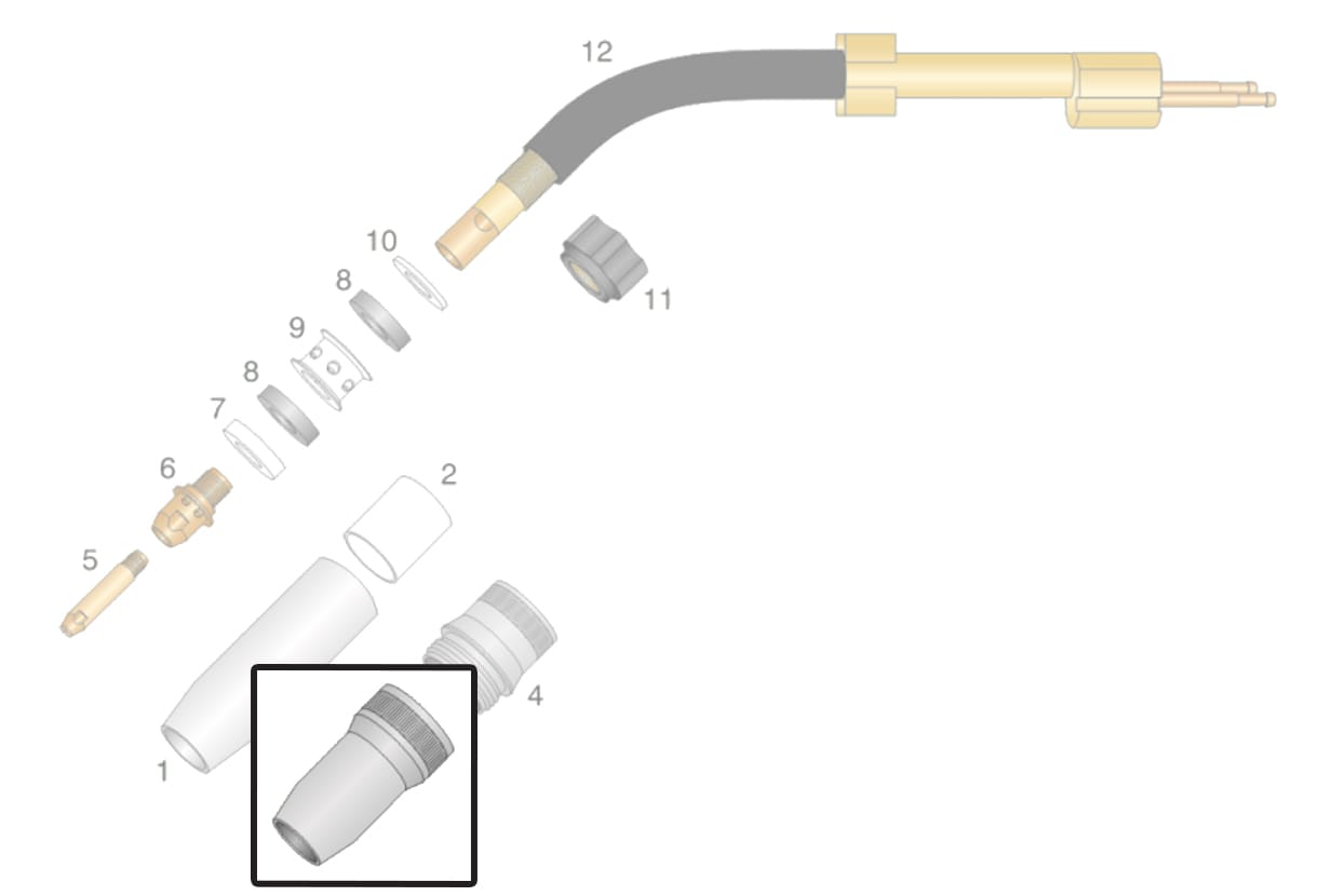 dettaglio ricambio ugelli posteriori torcia ocim rm 652 saldatura mig