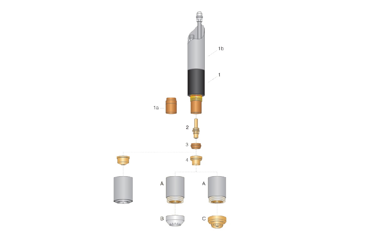 dettaglio torcia macchina completa hypertherm max80 max100 plasma