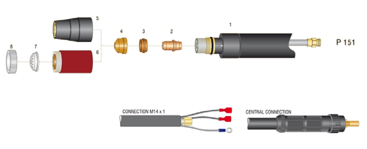 dettaglio torcia macchina completa taglio plasma autocut p151 trafimet