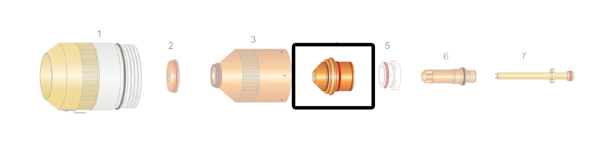 dettaglio ugello 130a smusso torcia taglio plasma hpr130 hypertherm