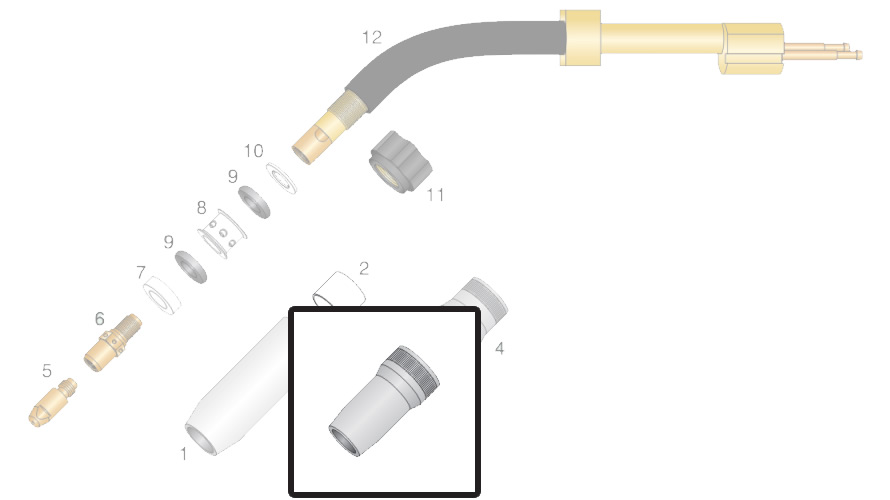 Dettaglio ugello gas per torcia OCIM RM 552