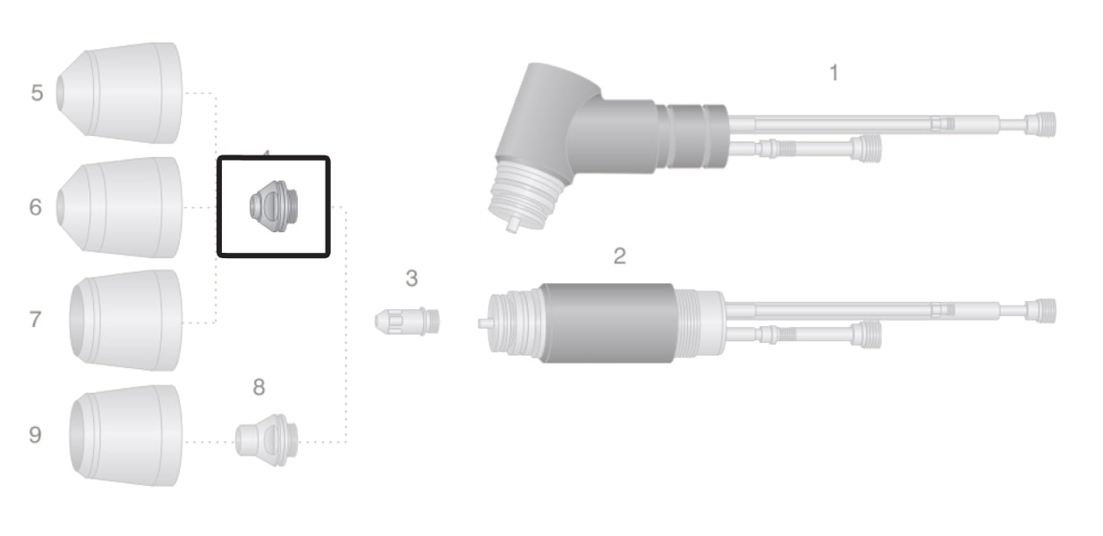 dettaglio ugello ar/h2 argon idrogeno 150a torcia macchina thermal dynamics pch-m150 taglio plasma