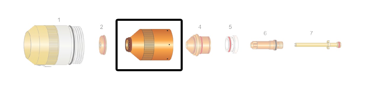 dettaglio ugello chiusura 80-130a torcia taglio plasma hpr130 hypertherm