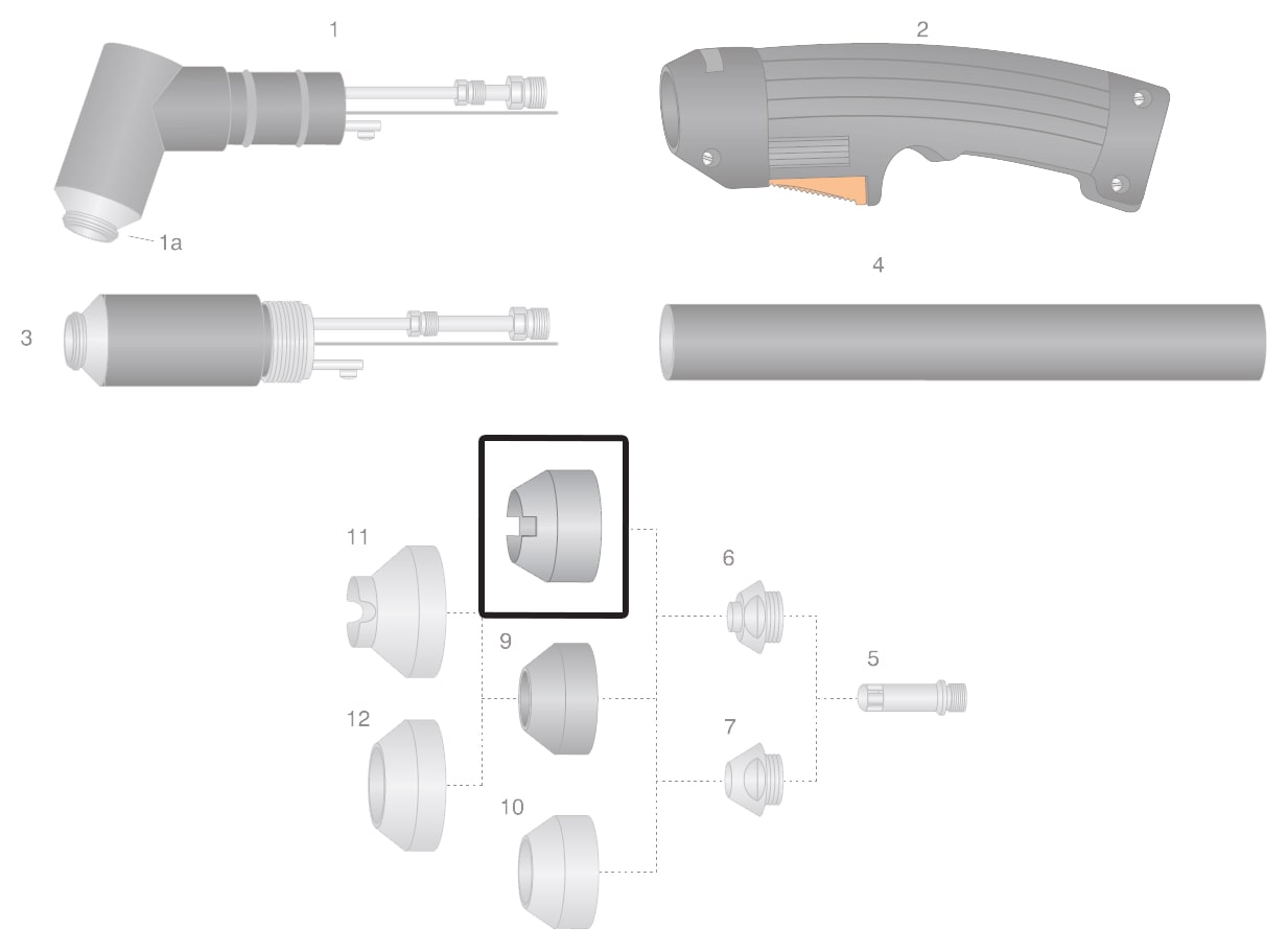 dettaglio ugello esterno ceramica 4 punte torcia thermal dynamics pch-m52 taglio plasma