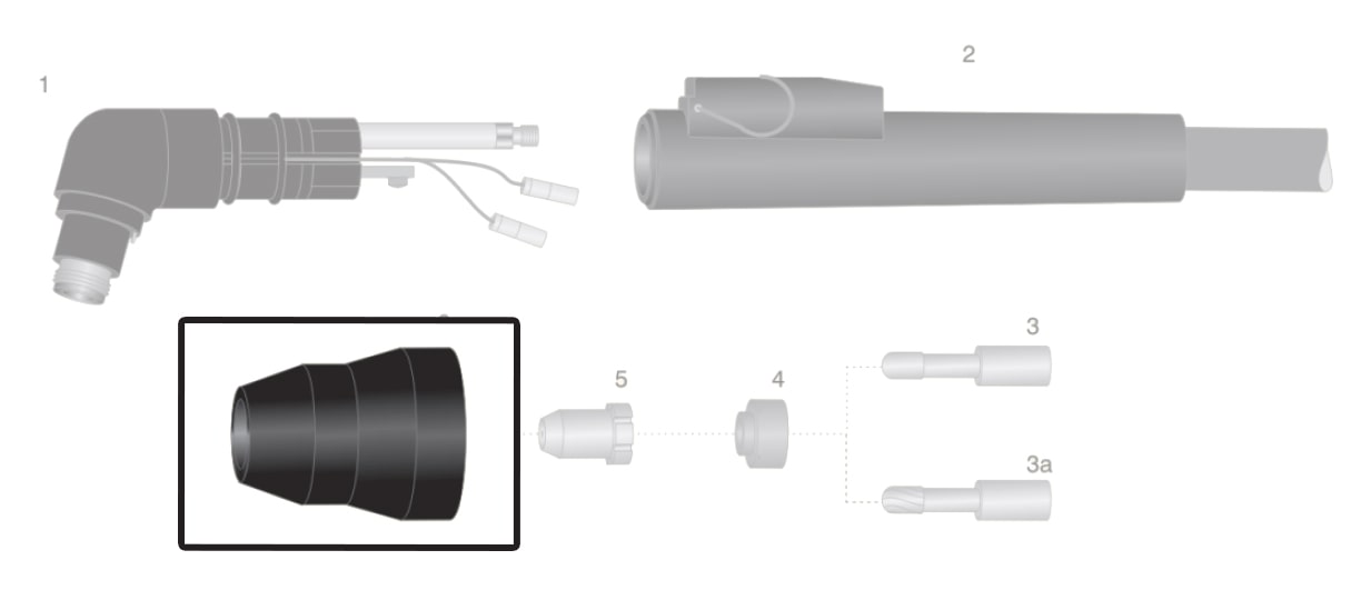 dettaglio ugello esterno torcia thermal dynamic pch25 pch26 pch38 taglio plasma