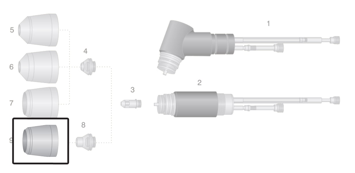 dettaglio ugello esterno scriccatura ceramica torcia thermal dynamics pch-m150 taglio plasma