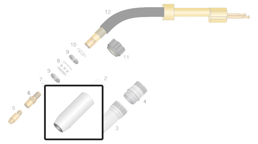 Dettaglio ugello gas per torcia OCIM RM 552