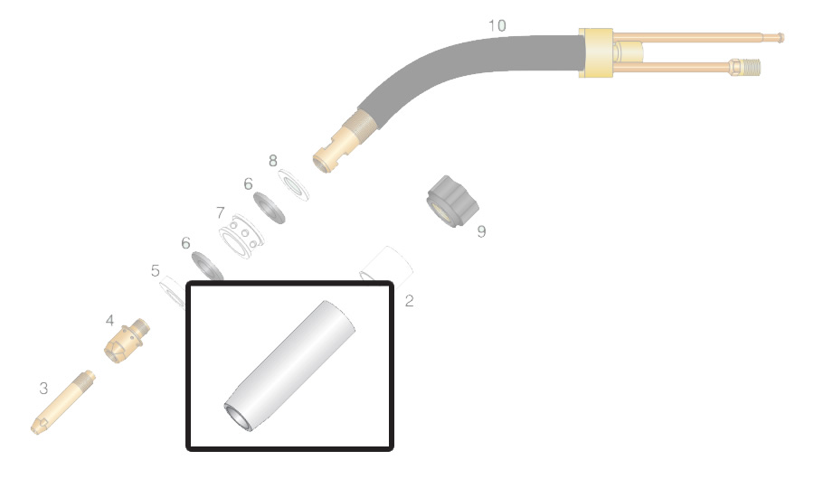 Dettaglio ugello gas per torcia OCIM RM 360